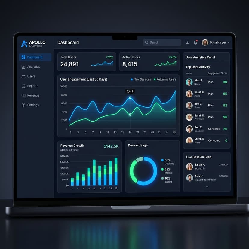 SaaS product dashboard with analytics and user management