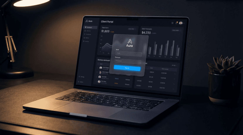 Branded client portal with progress tracking and data management