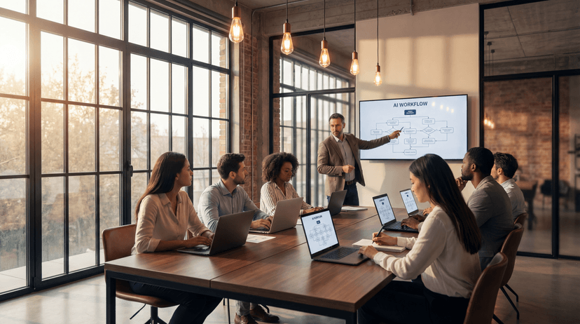 AI training session showing team learning practical AI tools